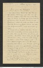 Nachlass Franz Steindachner, Brief von G. Hagmann an Franz Steindachner (27.06.1904), Inv.Nr. 198.01, Seite 1